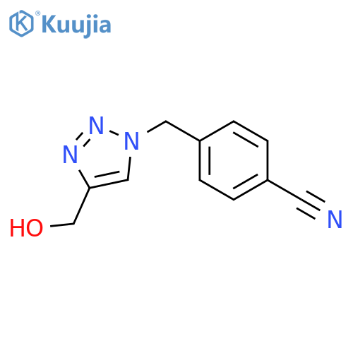 4-((4-(hydroxymethyl)-1H-1,2,3-triazol-1-yl)methyl)benzonitrile structure