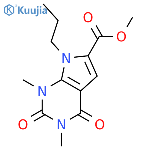 1H-Pyrrolo[2,3-d]pyrimidine-6-carboxylicacid, 2,3,4,7-tetrahydro-1,3-dimethyl-2,4-dioxo-7-propyl-, methyl ester structure