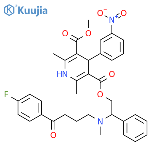 3,5-Pyridinedicarboxylic acid, 1,4-dihydro-2,6-dimethyl-4-(3-nitrophenyl)-, 2-[[4-(4-fluorophenyl)-4-oxobutyl]methylamino]-2-phenylethyl methyl ester structure