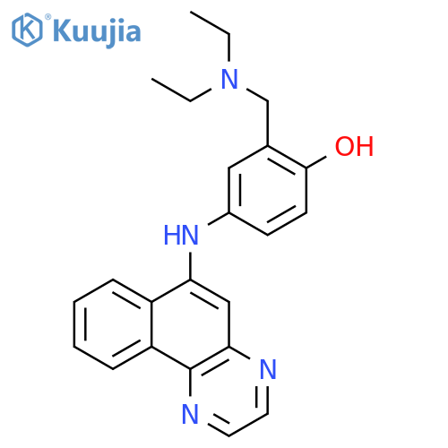 Phenol, 4-(benzo[f]quinoxalin-6-ylamino)-2-[(diethylamino)methyl]- structure