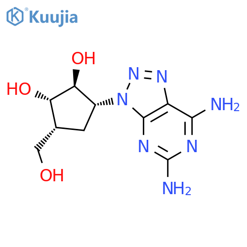 1,2-Cyclopentanediol,3-(5,7-diamino-3H-1,2,3-triazolo[4,5-d]pyrimidin-3-yl)-5-(hydroxymethyl)-,(1R,2R,3S,5S)-rel- structure