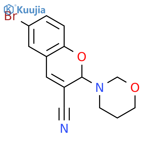 2H-1-Benzopyran-3-carbonitrile, 6-bromo-2-(dihydro-2H-1,3-oxazin-3(4H)-yl)- structure