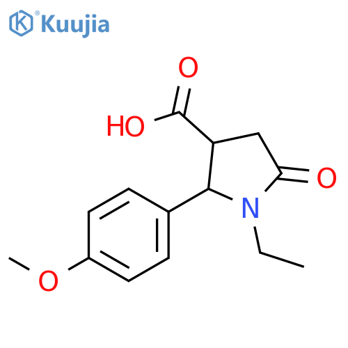 (2R,3R)-1-Ethyl-2-(4-methoxy-phenyl)-5-oxo-pyrrolidine-3-carboxylic acid structure