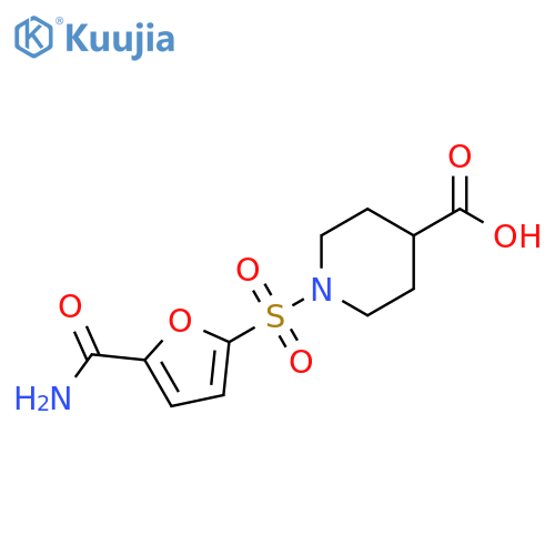 1-(5-carbamoylfuran-2-yl)sulfonylpiperidine-4-carboxylic acid structure