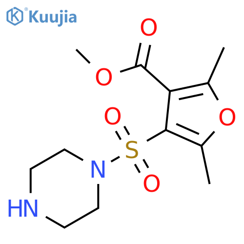 methyl 2,5-dimethyl-4-(piperazine-1-sulfonyl)furan-3-carboxylate structure