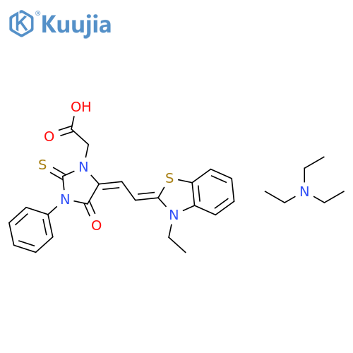 N,n-diethylethanamine;2-[(5e)-5-[(2z)-2-(3-ethyl-1,3-benzothiazol-2-ylidene)ethylidene]-4-oxo-3-phenyl-2-sulfanylideneimidazolidin-1-yl]acetic Acid structure
