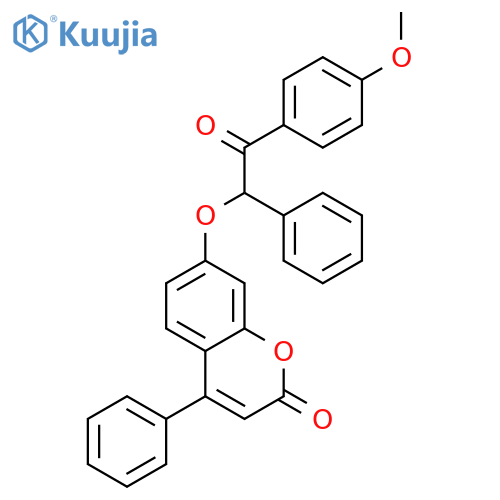 2H-1-Benzopyran-2-one, 7-[2-(4-methoxyphenyl)-2-oxo-1-phenylethoxy]-4-phenyl- structure