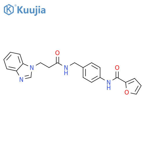 N-(4-{3-(1H-1,3-benzodiazol-1-yl)propanamidomethyl}phenyl)furan-2-carboxamide structure