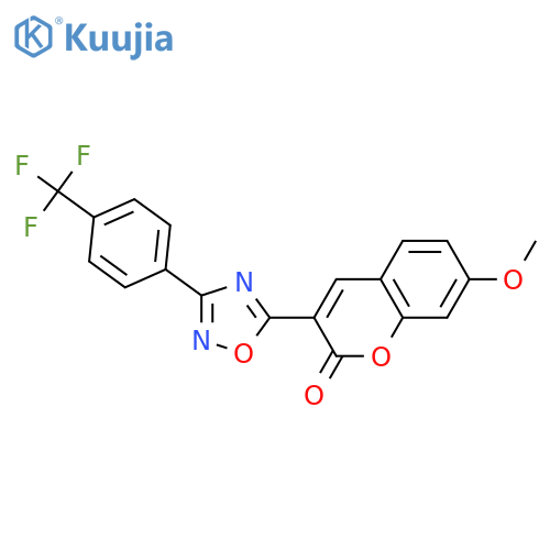 7-methoxy-3-{3-[4-(trifluoromethyl)phenyl]-1,2,4-oxadiazol-5-yl}-2H-chromen-2-one structure