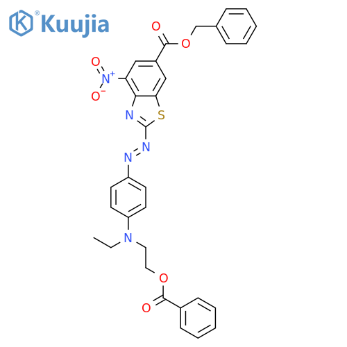 6-Benzothiazolecarboxylic acid, 2-[[4-[[2-(benzoyloxy)ethyl]ethylamino]phenyl]azo]-4-nitro-, phenylmethyl ester structure