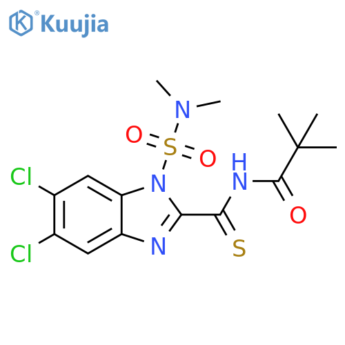 Propanamide,N-[[5,6-dichloro-1-[(dimethylamino)sulfonyl]-1H-benzimidazol-2-yl]thioxomethyl]-2,2-dimethyl- structure