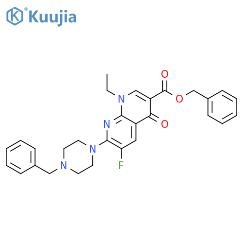 1,8-Naphthyridine-3-carboxylic acid, 1-ethyl-6-fluoro-1,4-dihydro-4-oxo-7-[4-(phenylmethyl)-1-piperazinyl]-, phenylmethyl ester structure