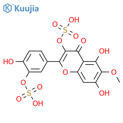 4H-1-Benzopyran-4-one,5,7-dihydroxy-2-[4-hydroxy-3-(sulfooxy)phenyl]-6-methoxy-3-(sulfooxy)- structure