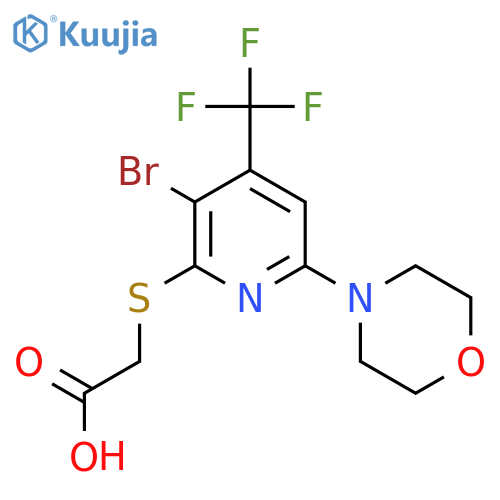 (3-Bromo-6-morpholin-4-YL-4-trifluoromethyl-pyridin-2-ylsulfanyl)-acetic acid structure
