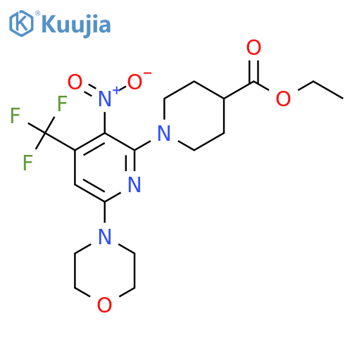 Ethyl 1-[6-morpholin-4-yl-3-nitro-4-(trifluoromethyl)pyridin-2-yl]piperidine-4-carboxylate structure