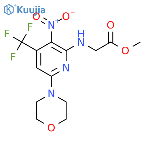 (6-Morpholin-4-YL-3-nitro-4-trifluoromethyl-pyridin-2-ylamino)-acetic acid methyl ester structure