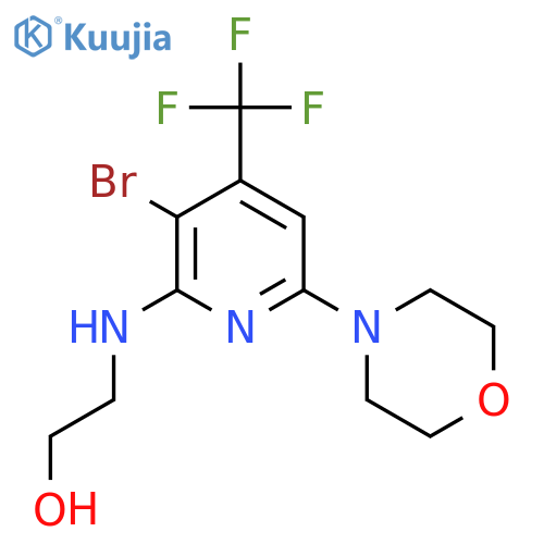 2-(3-Bromo-6-morpholin-4-YL-4-trifluoromethyl-pyridin-2-ylamino)-ethanol structure