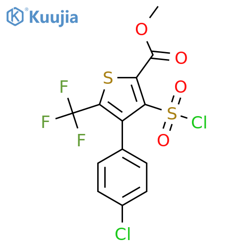 4-(4-Chloro-phenyl)-3-chlorosulfonyl-5-trifluoro-methyl-thiophene-2-carboxylic acid methyl ester structure