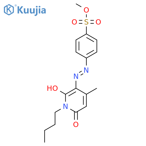 Benzenesulfonic acid, 4-[(1-butyl-1,6-dihydro-2-hydroxy-4-methyl-6-oxo-3-pyridinyl)azo]-, methyl ester structure