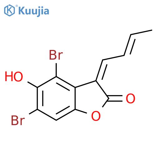 2(3H)-Benzofuranone,4,6-dibromo-3-(2E)-2-buten-1-ylidene-5-hydroxy-, (3Z)- structure