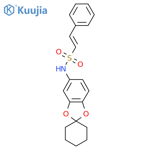 2-Phenyl-n-{spiro[1,3-dioxaindane-2,1'-cyclohexan]-6-yl}ethene-1-sulfonamide structure