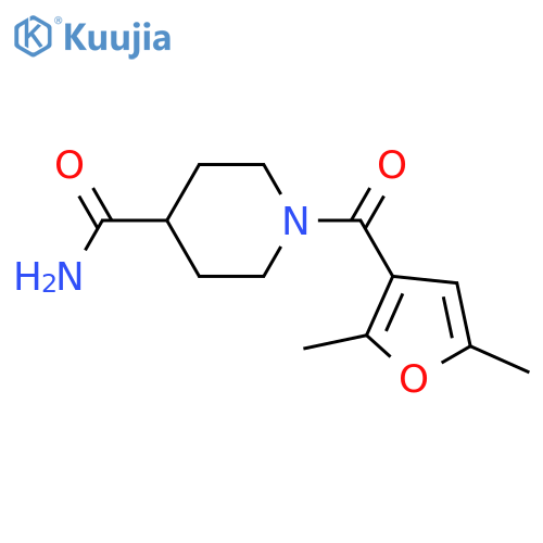 1-(2,5-dimethylfuran-3-carbonyl)piperidine-4-carboxamide structure