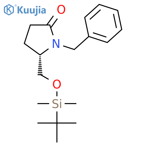 2-Pyrrolidinone, 5-[[[(1,1-dimethylethyl)dimethylsilyl]oxy]methyl]-1-(phenylmethyl)-, (5S)- structure
