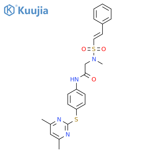 N-{4-[(4,6-dimethylpyrimidin-2-yl)sulfanyl]phenyl}-2-(N-methyl-2-phenylethenesulfonamido)acetamide structure