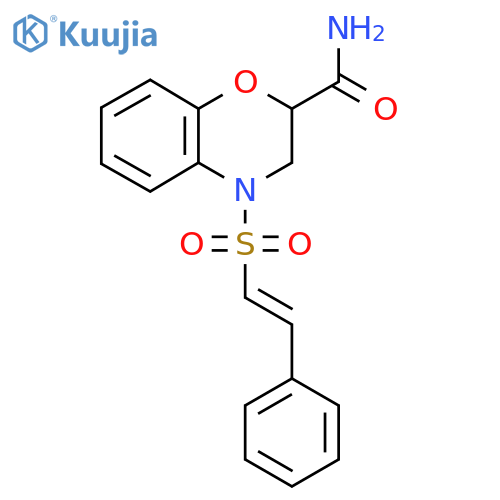 4-(2-phenylethenesulfonyl)-3,4-dihydro-2H-1,4-benzoxazine-2-carboxamide structure