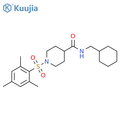 N-(cyclohexylmethyl)-1-(2,4,6-trimethylbenzenesulfonyl)piperidine-4-carboxamide structure