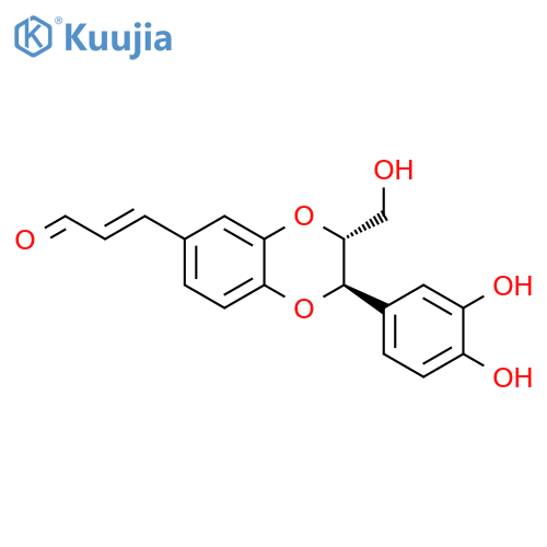 2-Propenal,3-[(2R,3R)-3-(3,4-dihydroxyphenyl)-2,3-dihydro-2-(hydroxymethyl)-1,4-benzodioxin-6-yl]-,(2E)- structure
