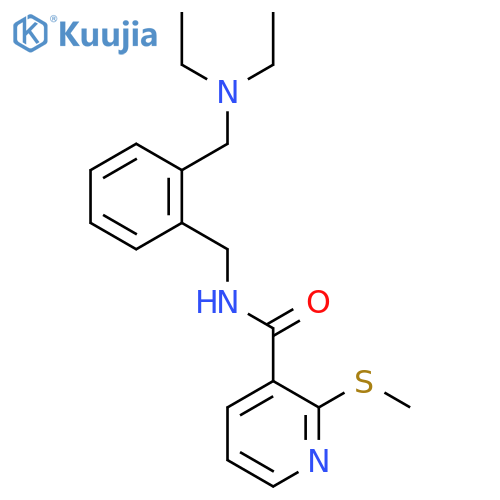 N-({2-[(diethylamino)methyl]phenyl}methyl)-2-(methylsulfanyl)pyridine-3-carboxamide structure