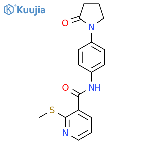 2-(methylsulfanyl)-N-[4-(2-oxopyrrolidin-1-yl)phenyl]pyridine-3-carboxamide structure