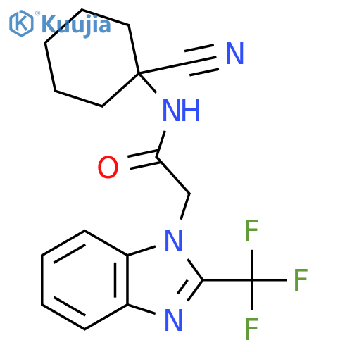 N-(1-cyanocyclohexyl)-2-[2-(trifluoromethyl)-1H-1,3-benzodiazol-1-yl]acetamide structure