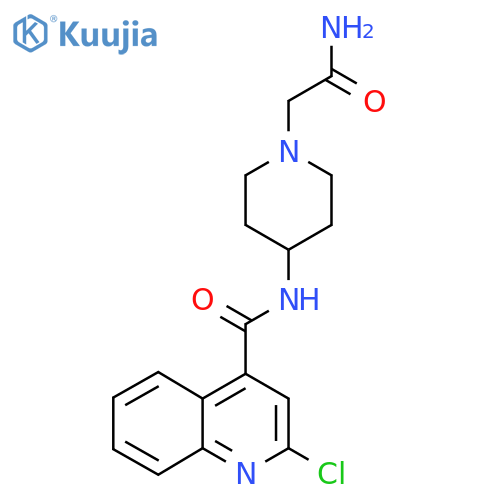 N-[1-(carbamoylmethyl)piperidin-4-yl]-2-chloroquinoline-4-carboxamide structure