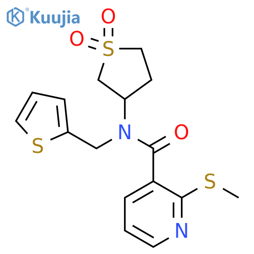 N-(1,1-Dioxothiolan-3-yl)-2-methylsulfanyl-N-(thiophen-2-ylmethyl)pyridine-3-carboxamide structure