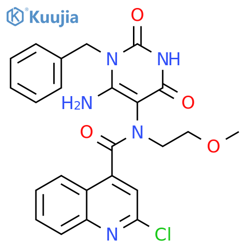 N-[6-Amino-1,2,3,4-tetrahydro-2,4-dioxo-1-(phenylmethyl)-5-pyrimidinyl]-2-chloro-N-(2-methoxyethyl)-4-quinolinecarboxamide structure