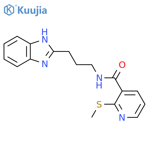 N-[3-(1H-1,3-benzodiazol-2-yl)propyl]-2-(methylsulfanyl)pyridine-3-carboxamide structure