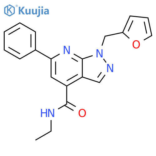 N-ethyl-1-[(furan-2-yl)methyl]-6-phenyl-1H-pyrazol
o[3,4-b]pyridine-4-carboxamide structure