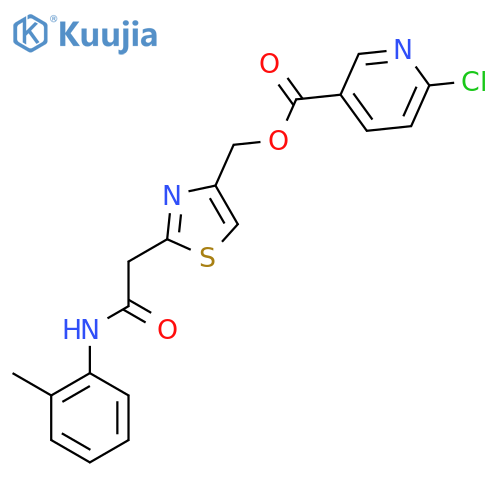 (2-{[(2-Methylphenyl)carbamoyl]methyl}-1,3-thiazol-4-yl)methyl 6-chloropyridine-3-carboxylate structure