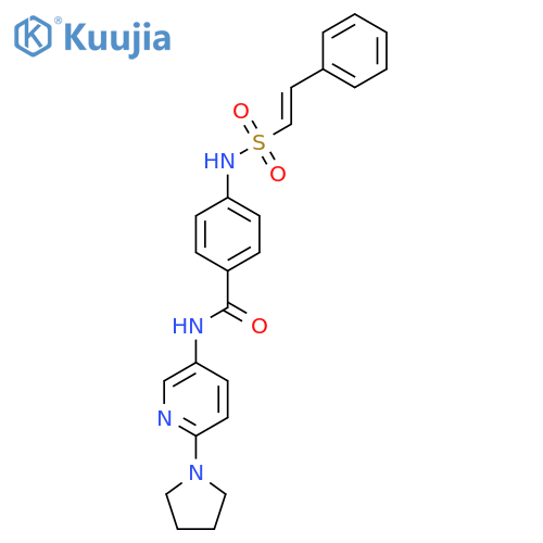 4-(2-phenylethenesulfonamido)-N-[6-(pyrrolidin-1-yl)pyridin-3-yl]benzamide structure