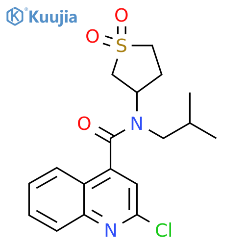 2-chloro-N-(1,1-dioxo-1lambda6-thiolan-3-yl)-N-(2-methylpropyl)quinoline-4-carboxamide structure
