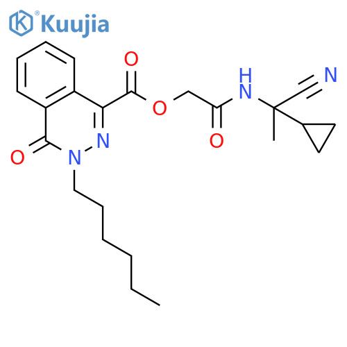 [(1-Cyano-1-cyclopropylethyl)carbamoyl]methyl 3-hexyl-4-oxo-3,4-dihydrophthalazine-1-carboxylate structure