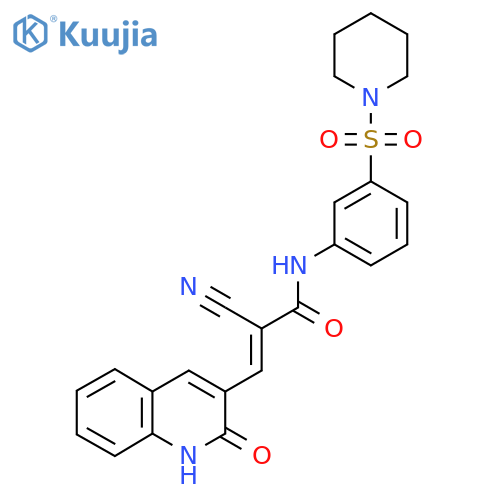 2-cyano-3-(2-hydroxyquinolin-3-yl)-N-[3-(piperidine-1-sulfonyl)phenyl]prop-2-enamide structure