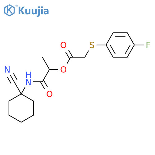 1-[(1-Cyanocyclohexyl)carbamoyl]ethyl 2-[(4-fluorophenyl)sulfanyl]acetate structure