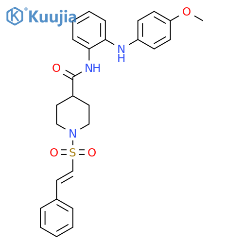 N-{2-[(4-methoxyphenyl)amino]phenyl}-1-(2-phenylethenesulfonyl)piperidine-4-carboxamide structure