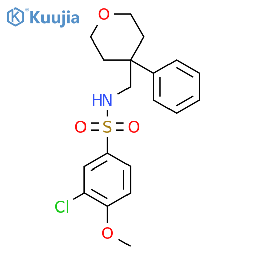 3-chloro-4-methoxy-N-(4-phenyloxan-4-yl)methylbenzene-1-sulfonamide structure