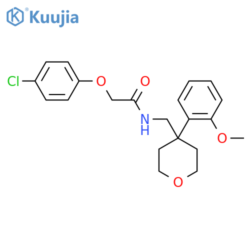 2-(4-chlorophenoxy)-N-{4-(2-methoxyphenyl)oxan-4-ylmethyl}acetamide structure