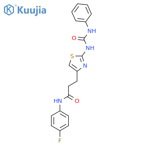 N-(4-fluorophenyl)-3-{2-(phenylcarbamoyl)amino-1,3-thiazol-4-yl}propanamide structure