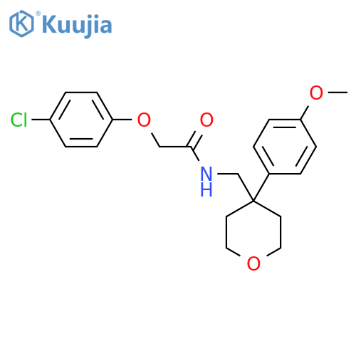 2-(4-chlorophenoxy)-N-{4-(4-methoxyphenyl)oxan-4-ylmethyl}acetamide structure